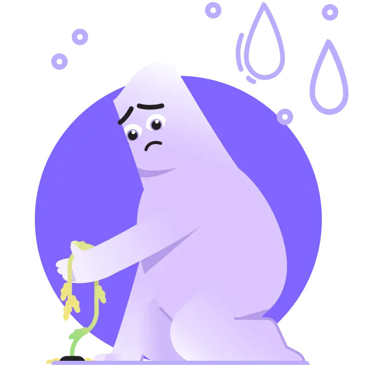 Illustration of hero feels productivity drop